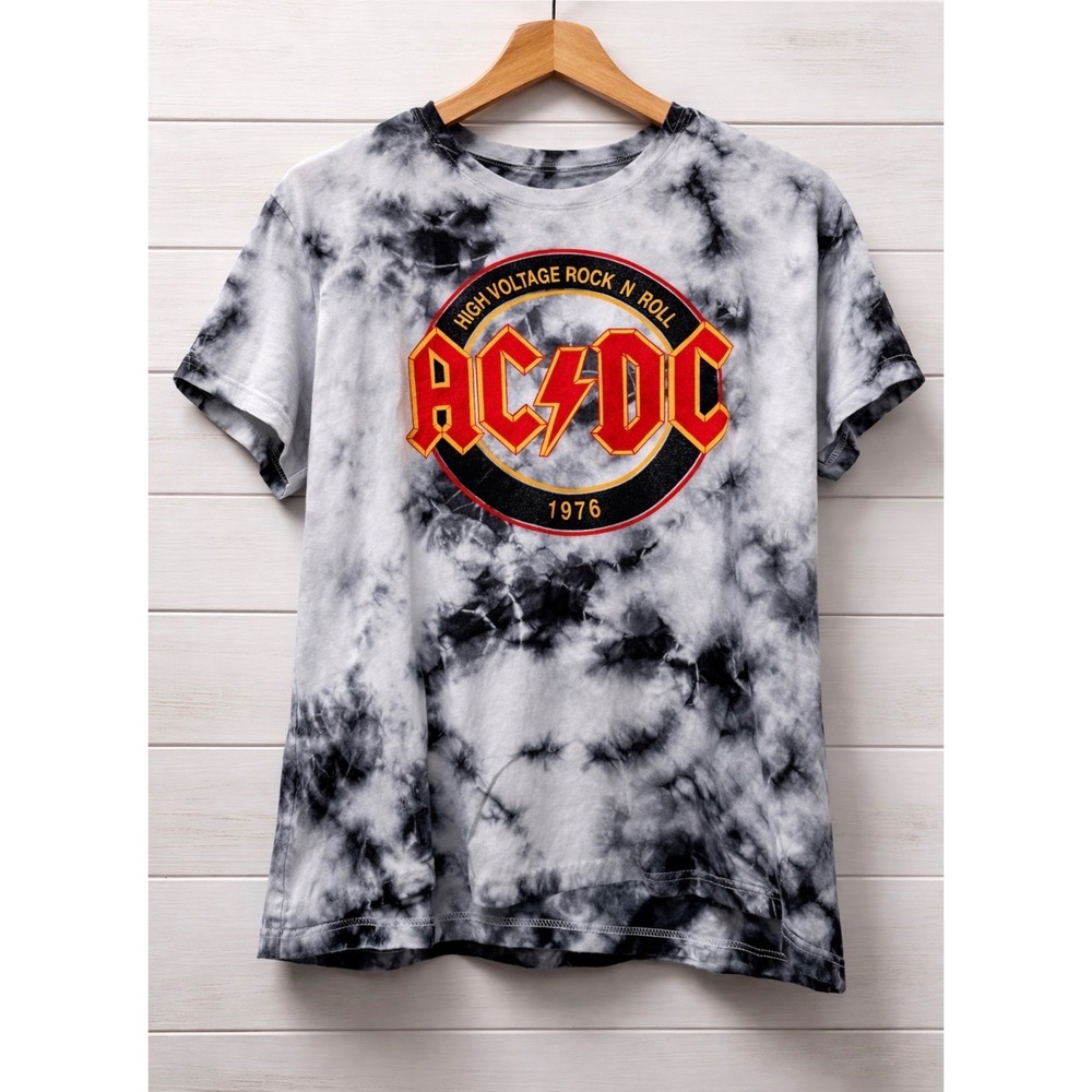 AC/DC 2013 Tour sz XL Womens Tye Dye Band TShirt High Voltage Grunge Streetwear